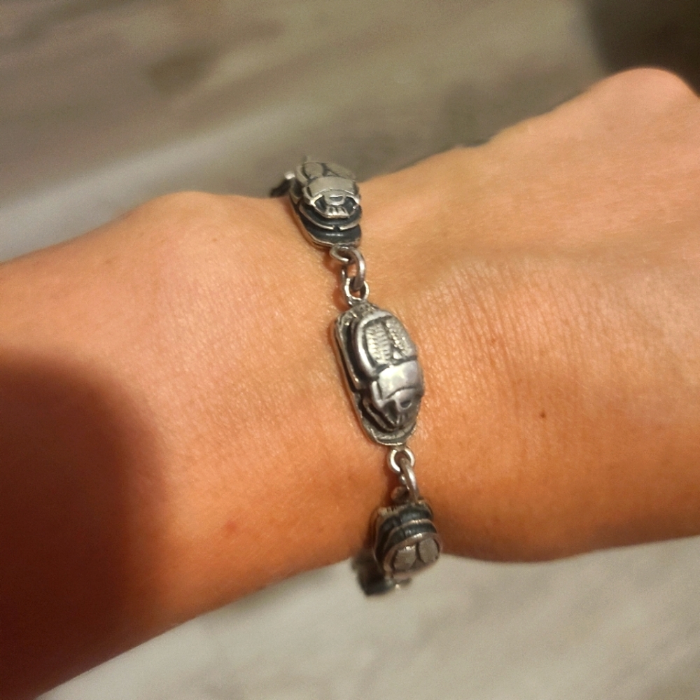 Sterling silver 925 scarab Egyptian antique bracelet